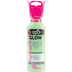 Glow In The Dark Green Fabric Paint 1.25 Oz Easy Squeeze Bottle Non Toxic