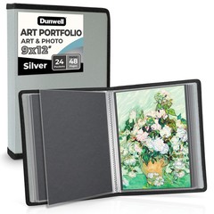 Art Portfolio 9×12 Folder (Silver), Black Mounting , Portfolio Binder for Art…