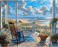 Beach Landscape Paint by Numbers Kit for Adults, 16x20in, Art Deco