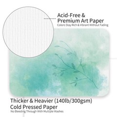 Funto Blank Watercolor Paper Postcards, 50 Cards, 4×6, 140lb/300gsm, Acid-Free