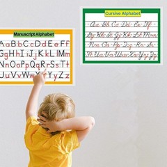 2 Pcs/set 26 Alphabet Cursive Training & Manuscript Chart for Classroom Decor |