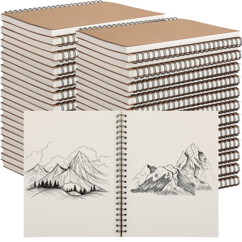 12 Pcs 8.5″x11″ Spiral Sketch Pad A4 Large 100 Sheet Blank Notebook Sketch Pa…