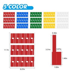 XCOZU 750pcs Self-Adhesive Cable 84 x 26 mm, Red, yellow, blue, green, white
