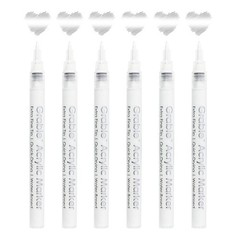 6 White Acrylic Paint Markers – 0.7mm Extra Fine Tip Pens for Art & Coloring