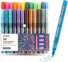 Glitter Metallic Markers, Extra-Fine Tip Glitter Acrylic Paint Markers, Quick…