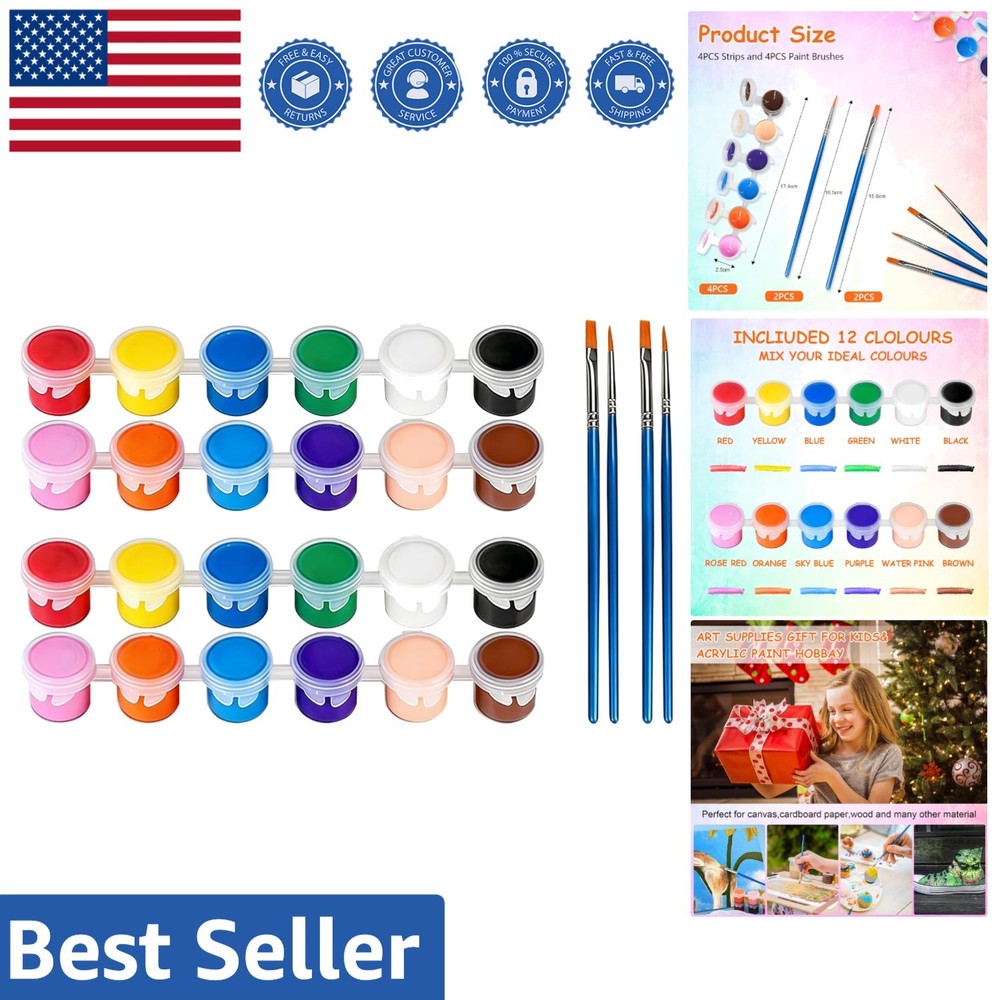 28 PCS Acrylic Paint Kit with 12 Colors & Brushes – Perfect for Home Crafts