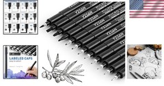 Professional Black Micro Fineliner Pens – 12 Pack for Artists & Illustrators