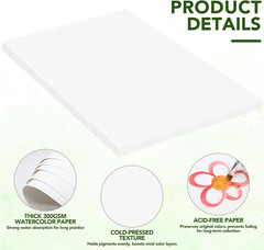 30 Sheets Large Watercolor Paper, 22X30 Inches Cold Press Water Color Paper Pad,