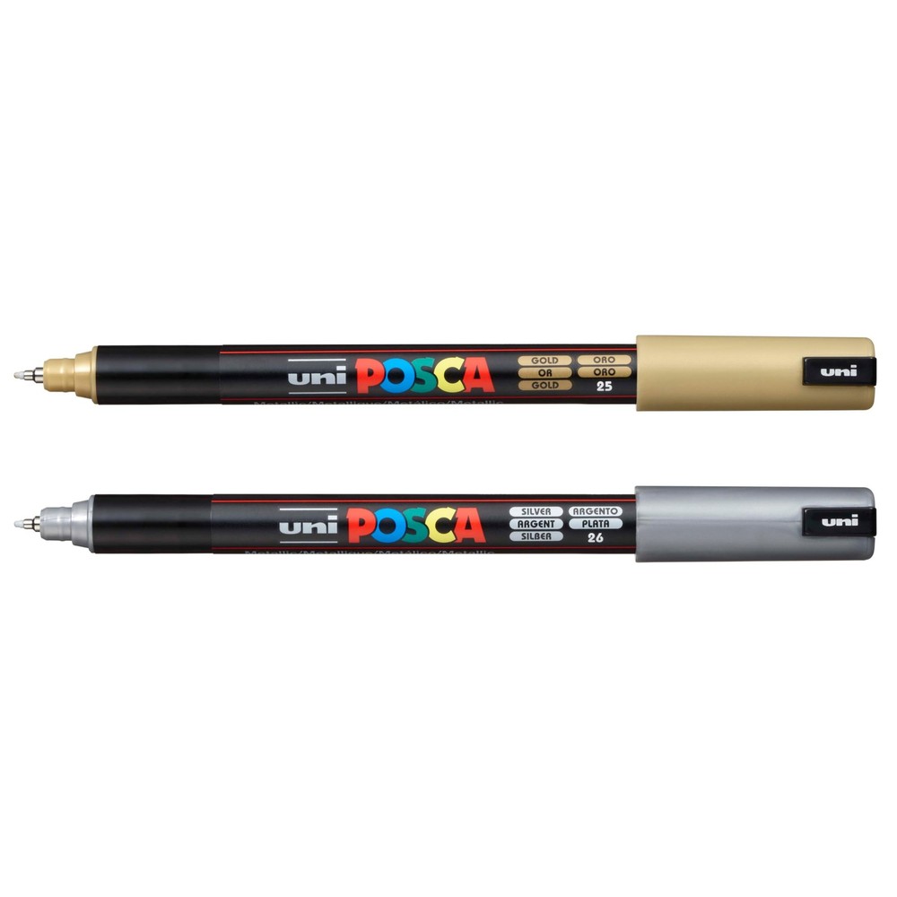Authentic Posca Marker Set, 2 Silver & Gold Professional Grade Posca Paint