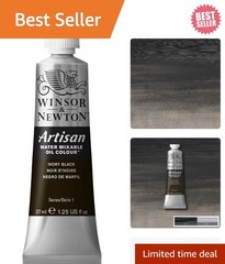 1.25oz Artisan Ivory Black Water Mixable Oil Paint – High Opacity, Matte Finish