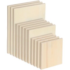 Wood Canvas Boards Unfinished Wooden Panel Assorted (3 Sizes), Brown