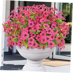 Artificial Flowers for Outdoors, 9 Bundles Artificial Plants & 9 Pack Rose Red