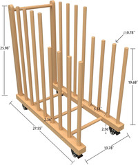 Art Storage Rack with Handle&Caster Wheels,Wooden Art Canvas Storage Stand,Art D