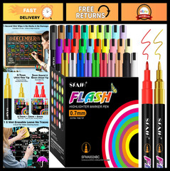 Extra Fine Tip Liquid Chalk Markers – 30 Colors, 0.7mm, No Residue, Bistro & Men