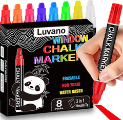 Window Chalk Markers for Glass Washable, 8Mm 3-In-1 Jumbo Liquid Chalk Marker Th
