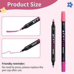 24 Double-Ended Acrylic Paint Pens, 48 Colors – Dual-Tip Brush Markers Set, E…