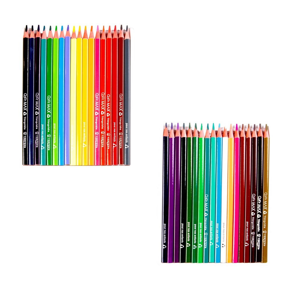 VERTEX ColorMAX 36 Colored Pencils Set – Triangular Ergonomic Grip – Kids Art