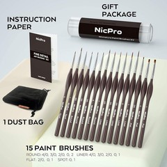 High-Quality Mini Fine Tip Detail Brushes – 15 Piece Set for Precision Painting