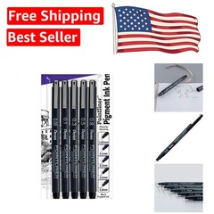Extra Fine to Bold Pointliner Drawing Pen Set – 5-Pack Black Ink Assortment