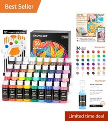 Complete Acrylic Paint Set – 36 Rich Colors with Brushes & Palette for All Ages