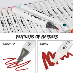 Alcohol Markers Brush Tip, 60 Colors Dual Tip Art Markers For Adults Coloring…