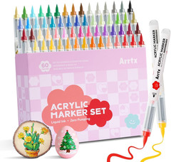 60 Colors Direct Liquid Acrylic Marker, Brush Tip Coloring Drawing Cartoon Anim