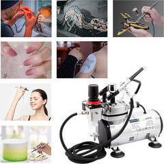 Timbertech Airbrush Kit with Compressor AS18-2K Basic Start Kit with Air Hose, C