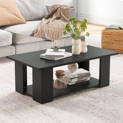 Giantex Rectangle Wood Center Table, 41 Inch 2-Tier Large Modern Tea Table w/…
