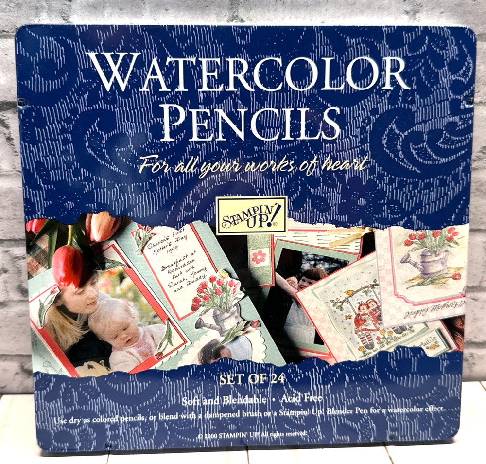 Stampin’ Up! WATERCOLOR PENCILS Set of 24 Acid Free Colored Pencil Vintage 2000