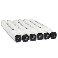 Arhomet 6pcs Black Alcohol Markers Set, Dual Tips 1 Count (Pack of 6),