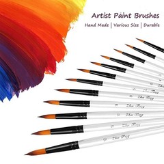 12PCS Paint Brush Set Round Tip Acrylic Watercolor Kit