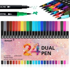 Aen Art Dual Brush Markers for Adult 1 Count (Pack of 24), ‎24 Colors