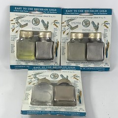 The Original Liquid Leaf Metallic Paint Silver White Fire Lot of 3 Vintage USA