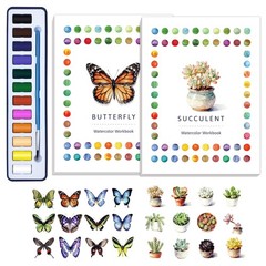 CraftyManor 2Pcs Watercolor Workbook Creative Water Butterfly & Succulent