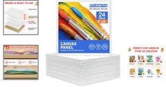 8×8 Inch Cotton Canvas Boards 24 Pack for Painting, Primed Art Supplies