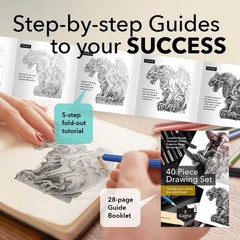 40 Piece Premium Drawing and Sketching Set with Tutorial | for Artists, Profe…