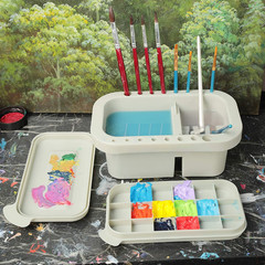 Paint Brush Cleaner Holder Organizer Palette Cup Acrylic Watercolor Basin Grey