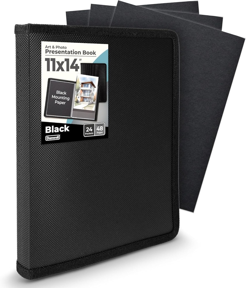 Dunwell 11×14 Art Portfolio Binder with 11×14" w/ BLK Paper, Black