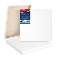 3 Pack of US Art Supply 36″ x 36″ Acrylic Primed Cotton Duck Stretched Canvas