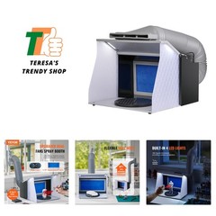 Dual Exhaust Portable Airbrush Spray Booth with Detachable Turntable & Filters