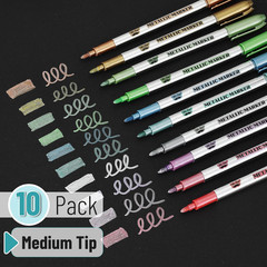– Metallic Paint Markers, 10 Colors, Metallic Markers for Black Paper Pens to Wr