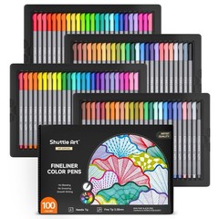 100 Colors Fineliner Pens Set – 0.38mm Fine Point Markers for Drawing & Coloring