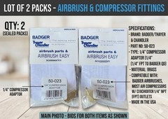 2-Pack Badger Thayer & Chandler 50-023 1/4″ Compressor Adaptor Brass Airbrush Fi