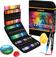 72 Colors Acrylic Paint Markers, Dual Tip with Fine Tip and Brush Tip Pens for S