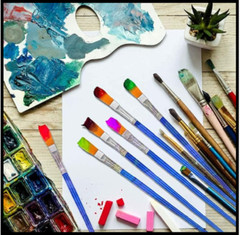 50 Pcs Flat Paint Brushes for Touch Up, Small Paint Brushes for Classroom Craft
