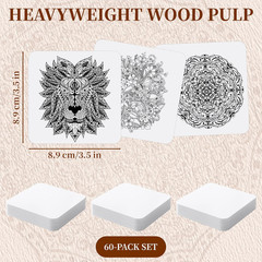 60 Pcs White Paper Tiles for Zen Square Art, 3.5” X 3.5” Blank Artist’S Tile T