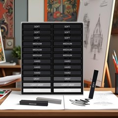 24 PCS Compressed Charcoal Sticks Soft Medium Hard White Vine Drawing Art Tool