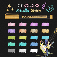 Metallic Paint Markers, 18 Colors Acrylic Paint Metallic Markers for Black Paper