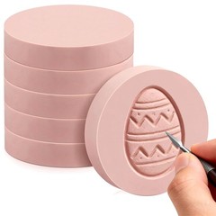 6 PCS 2×2 Inch Round Block Pale Pink Rubber Stamp Carving Soft Linoleum Craft
