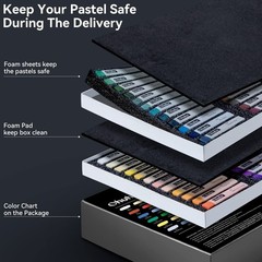 72 Long Chalk Pastel Set – 72 Vibrant Colors, 4 Fluorescent, 6 Drawing Papers, A